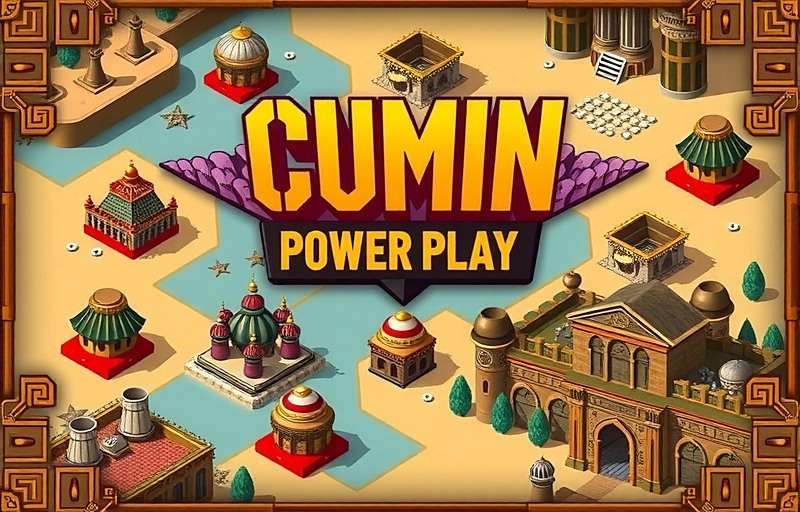 Cumin Power Play Cover Art Cumin Power Play game cover showing a strategic map with spice resources and empire buildings